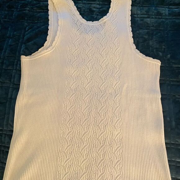 CHANEL Tops - Authentic CHANEL Off White Knit Tank Top Size Medium